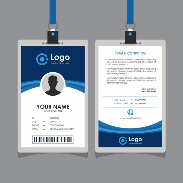 Απλή Abstract Stylish Blue Curve Card Design Επαγγελματικό Πρότυπο Ταυτότητας — Διανυσματικό Αρχείο