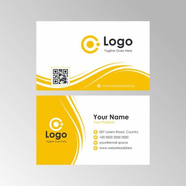 Sarı renk tasarımlı basit taze dalga kartviziti, profesyonel kart şablonu