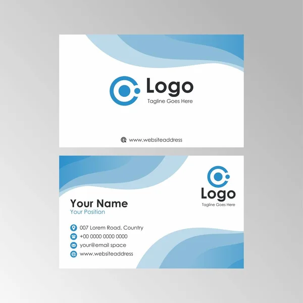 Απλή Αφηρημένη Επαγγελματική Κάρτα Μαλακό Μπλε Χρώμα Κύμα Σχεδιασμό Επαγγελματικό — Διανυσματικό Αρχείο
