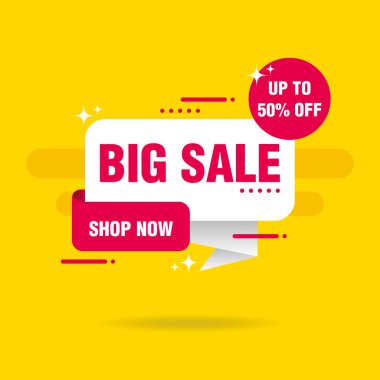 Basit Temiz Pembe ve Beyaz Büyük Satış Çağrı Pankartı Sarı Arkaplan Tasarımı, İndirimli Bayrak Şablonu Reklam, Sosyal medya, İnternet afişi