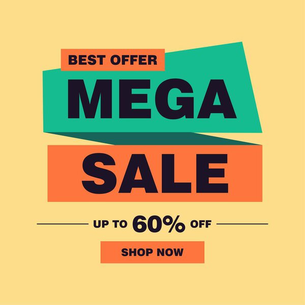 Simple Clean Pastel Colorful Mega Sale Sign banner Design, Discount Offer Banner Template Vector for advertising, social media, web banner