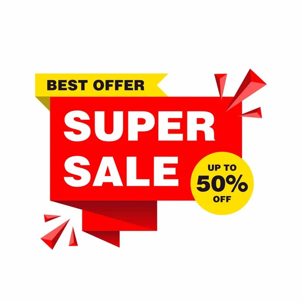 Einfache Clean Super Sale Callout Sign Banner Mit Roter Und — Stockvektor