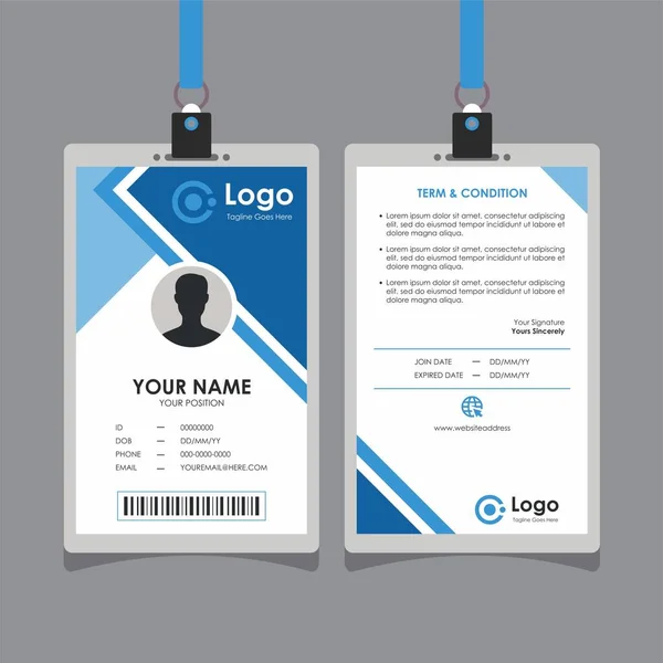 Design Cartão Identificação Geométrico Branco Azul Abstrato Simples Vetor Modelo —  Vetores de Stock