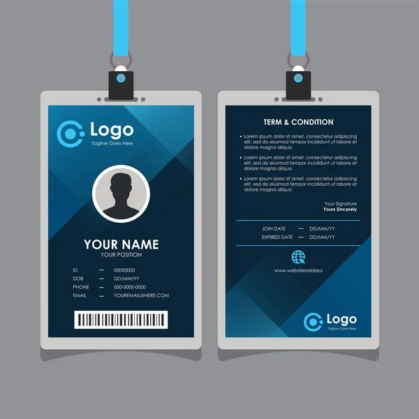 Abstract Geometric Dark Blue Card Design Professional Identity Card Template — Stock Vector