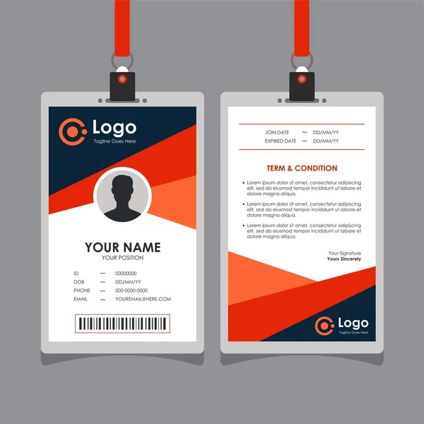 Simple Clean Geometric Blue Orange Card Design Professional Identity Card — Stock Vector