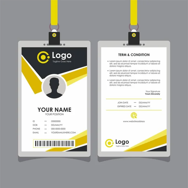 Simple Clean Geometric Yellow Black White Card Design Professional Identity — стоковый вектор