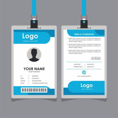 Basit Temiz Mavi Oval Kart Tasarımı, Çalışan ve Diğerleri için Profesyonel Kimlik Şablonu Şablonu
