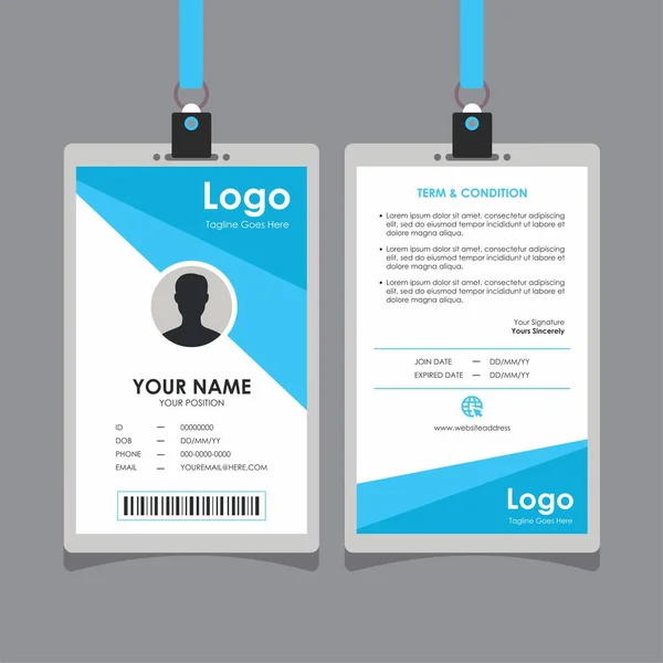 Enkel Ren Blå Vit Geometrisk Kort Design Professional Identity Card — Stock vektor
