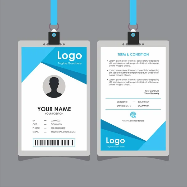 Diseño Simple Tarjeta Identificación Geométrica Blanca Azul Limpio Vector Profesional — Vector de stock