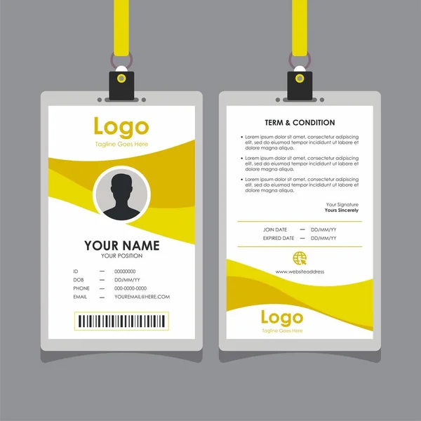 Einfache Abstrakte Frische Yellow Wave Card Design Professional Identity Card — Stockvektor