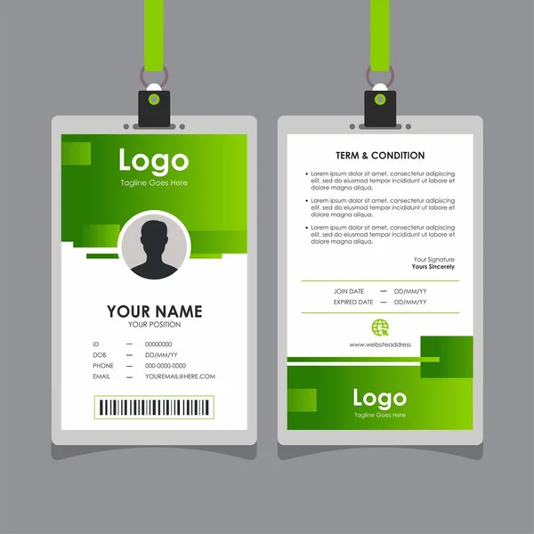 Design Cartão Identificação Verde Fresco Abstrato Simples Vetor Modelo Cartão — Vetor de Stock