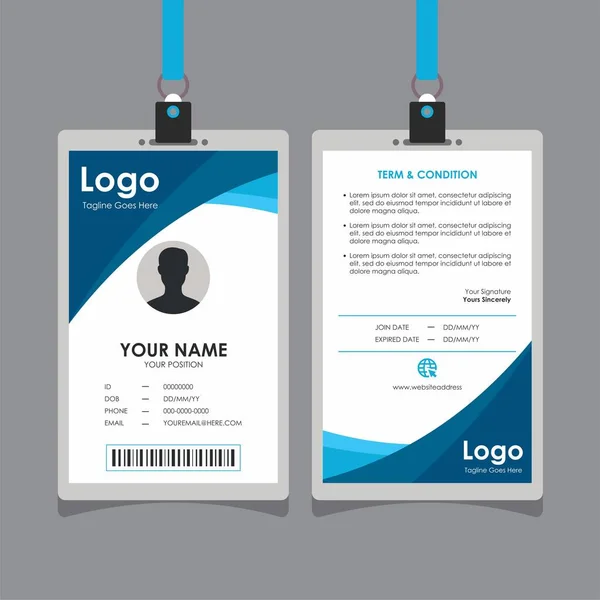 Enkel Fresh Blue Wave Card Design Professional Identity Card Mall — Stock vektor