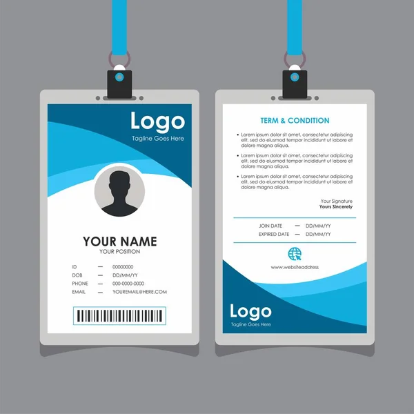 Simple Fresh Blue Wave Card Design Professional Identity Card Template — стоковый вектор