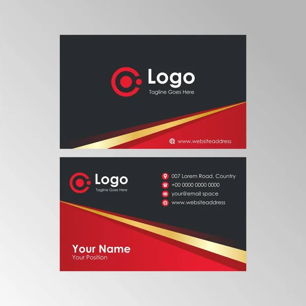 Diseño Tarjeta Visita Geométrica Lujo Negro Rojo Elegante Simple Vector — Vector de stock