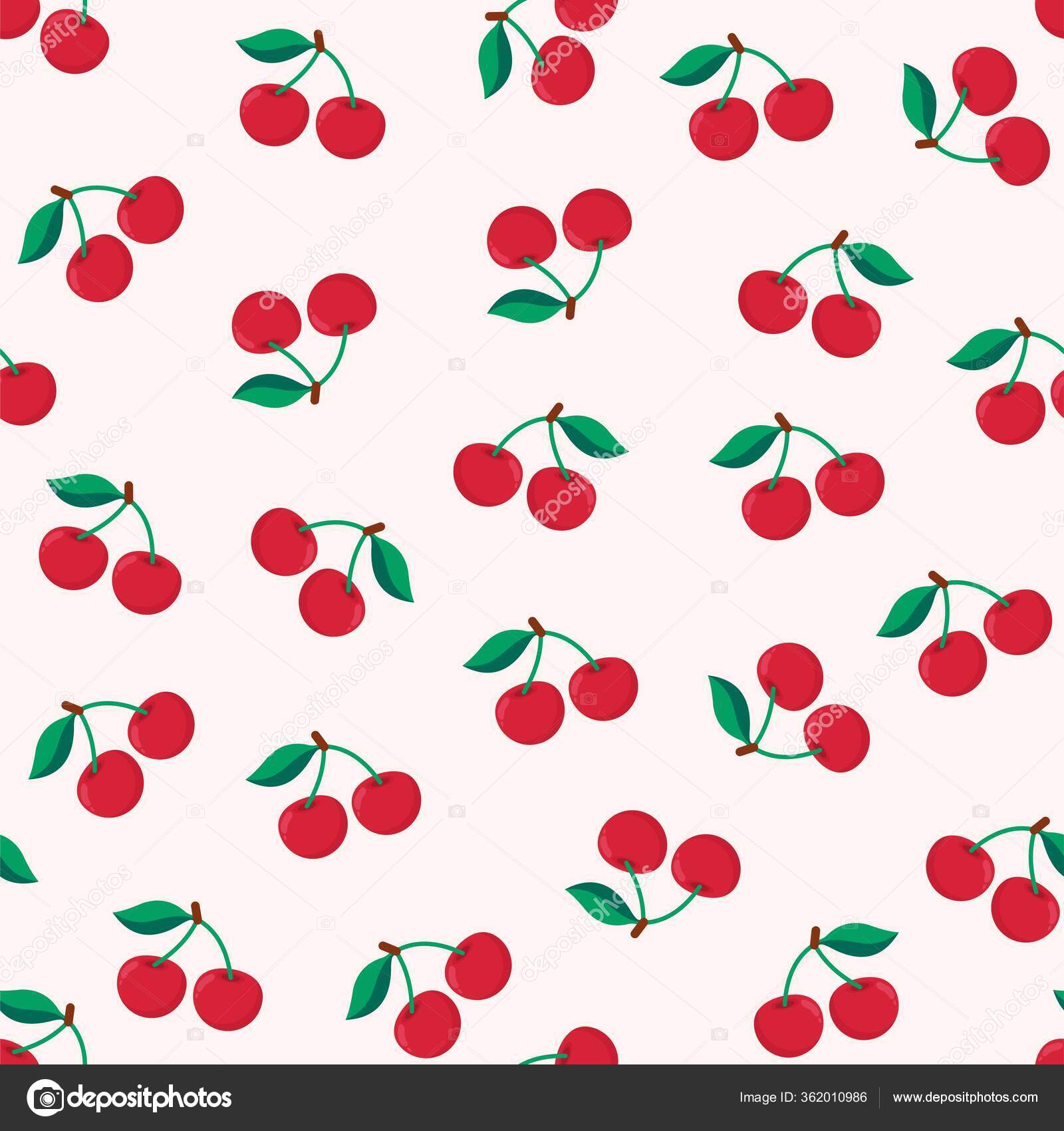 Seamless Red Cherry Pattern Design Flat Cherry Pattern Template Vector Seamless Red Cherry Pattern Design Flat Cherry Pattern Template Vector