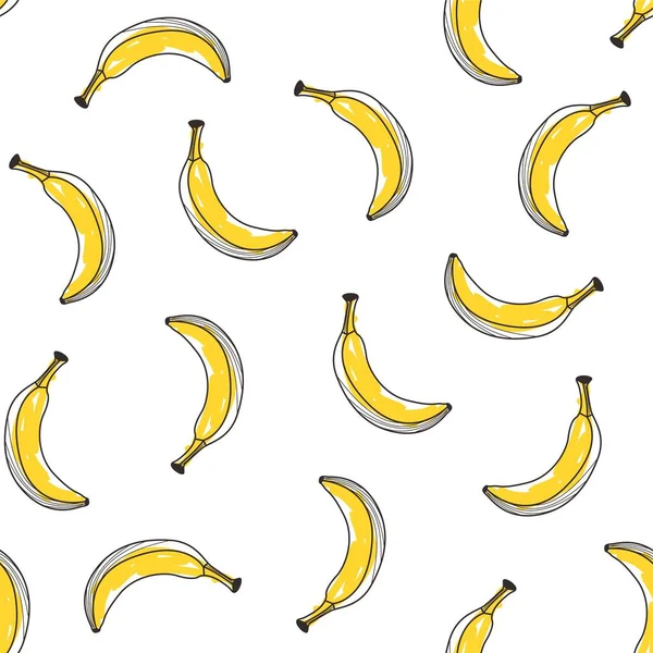 Seamless Yellow Banana Pattern Design Hand Drawn Banana Pattern Template — Stock Vector