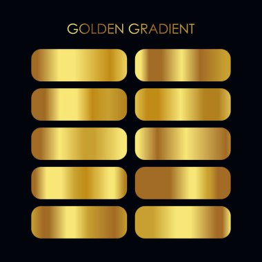 Premium altın gradyan desen çizimi vektör kümesi, metalik altın gradyan şablon