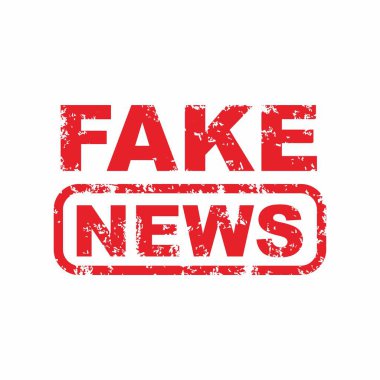 Sahte Haber etiketi illüstrasyonu, kırmızı grunge sahte haber işareti şablonu