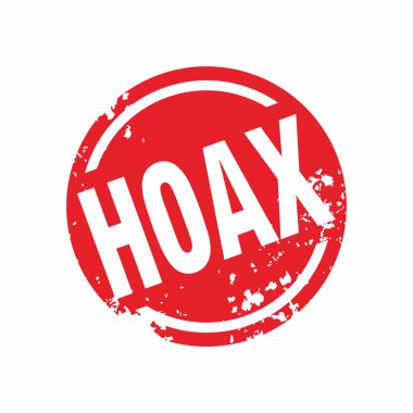 Kırmızı aldatmaca etiketli daire çizimi, kırmızı grunge aldatmacası veya sahte haber işareti şablonu vektörü