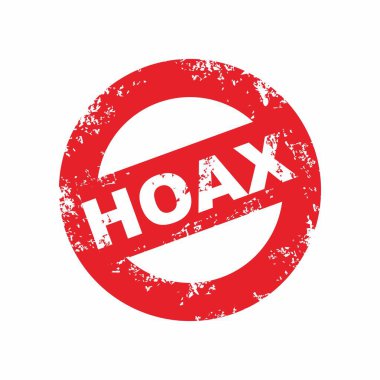 Kırmızı aldatmaca etiketli daire çizimi, kırmızı grunge aldatmacası veya sahte haber işareti şablonu vektörü