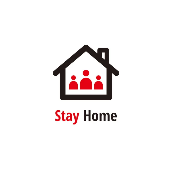 Stay Home Logo Icon Illustration Design Template Vector — Stock Vector