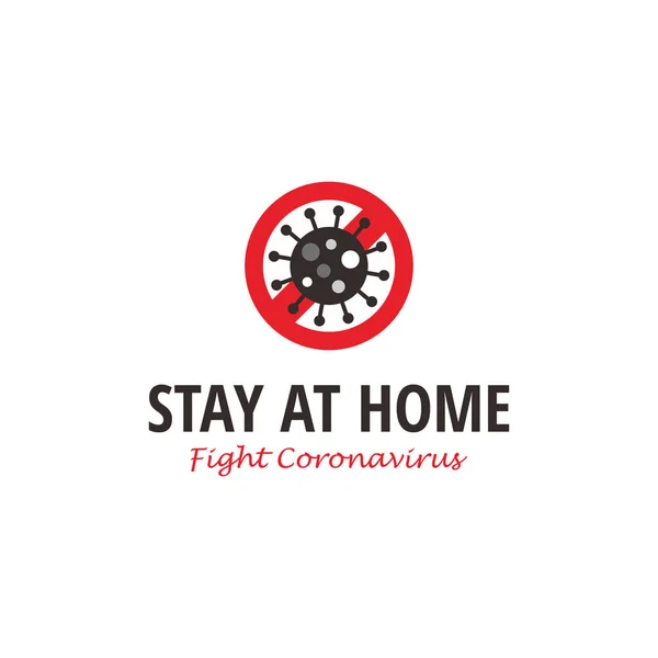 Blijf Thuis Logo Pictogram Illustratie Ontwerp Vecht Tegen Corona Virus — Stockvector