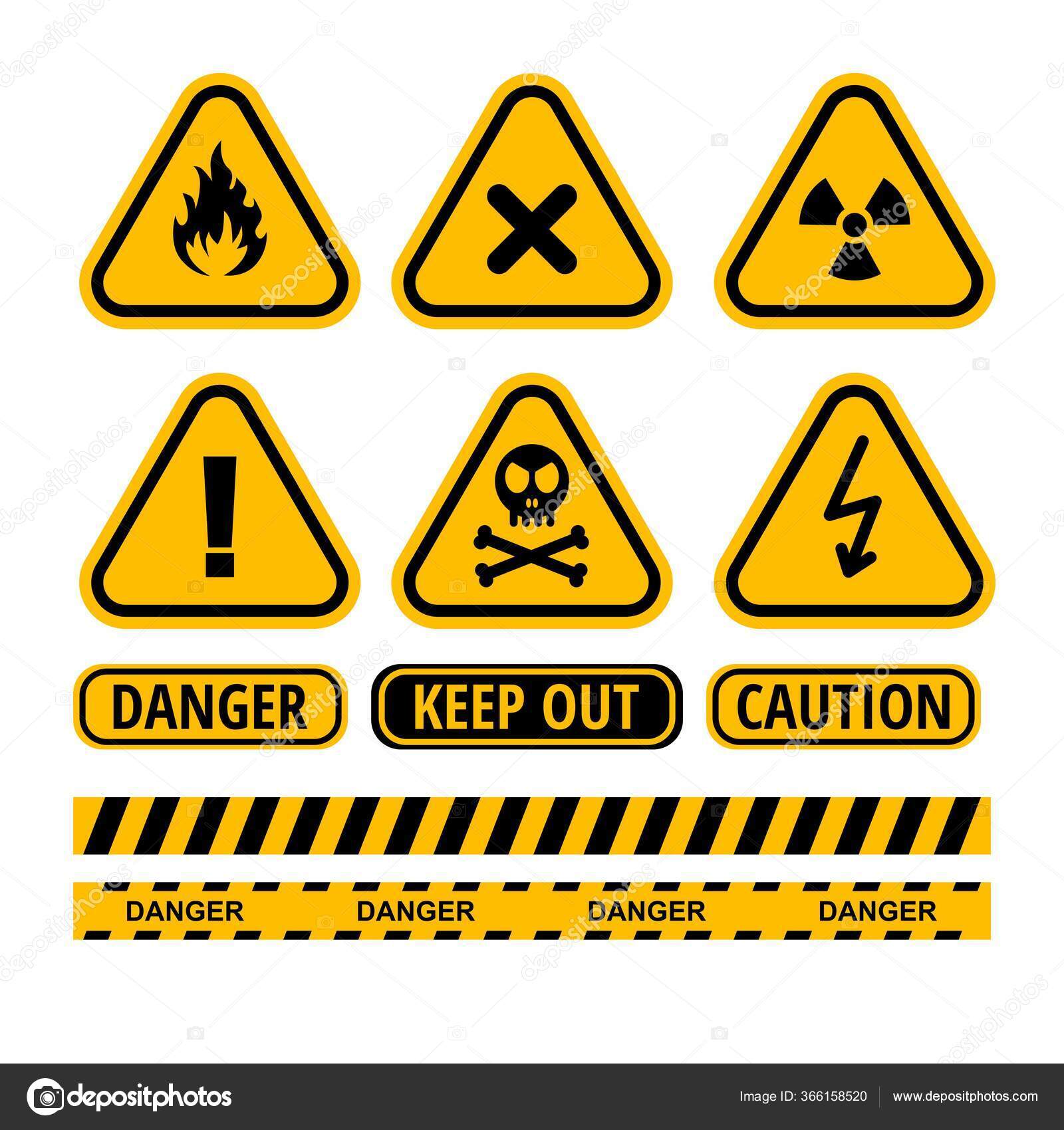 Conjunto Amarelo Preto Perigo Sinal Alerta Ilustração Hazard Warning Icon  Vetor de ©hafid007 366158520, image size:1600x1700