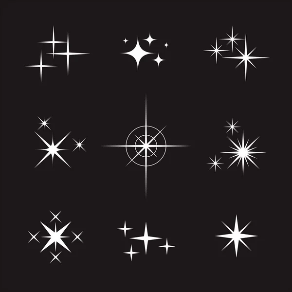 Uppsättning Ljuseffekter Vektor Illustration Vit Glödande Star Light Collection Mall — Stock vektor
