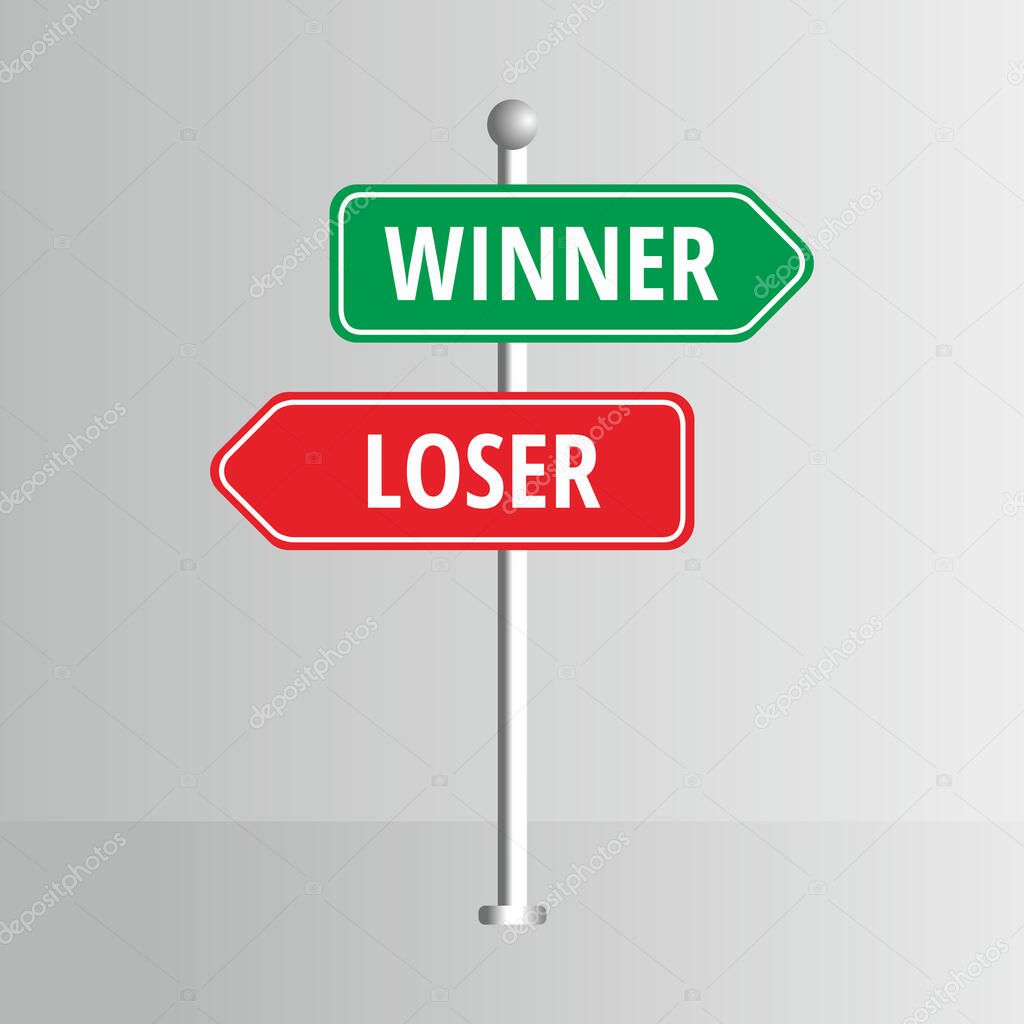 Opposite Winner or Loser Arrow Vector Illustration, Directionl Road Signs Template Vector