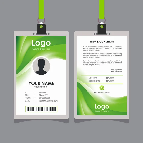 Streszczenie Smooth Green Natural Wave Card Design Professional Identity Card — Wektor stockowy