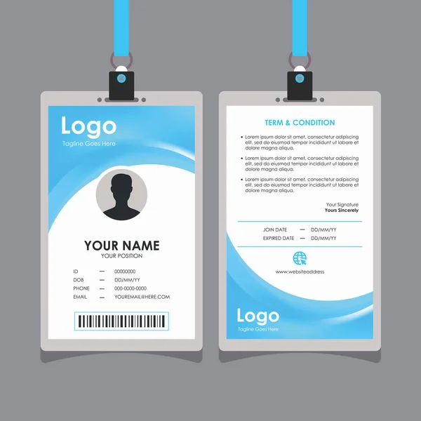 Abstract Soft Blue Curve Card Design Professional Identity Card Template — 스톡 벡터