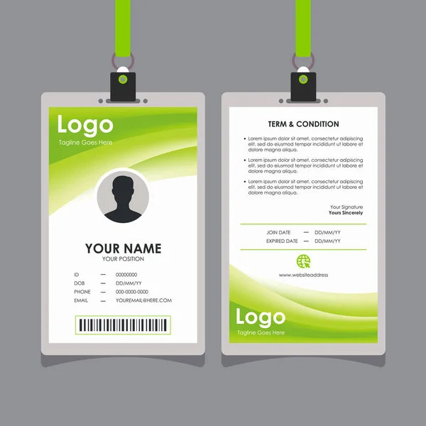 Abstrato Soft Natural Green Wave Card Design Professional Identity Card — Vetor de Stock