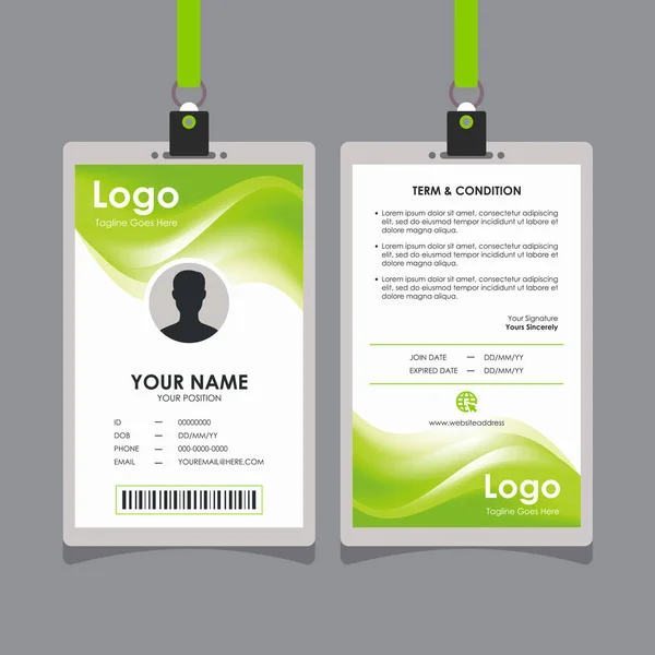 Abstrato Soft Natural Green Wave Card Design Professional Identity Card — Vetor de Stock