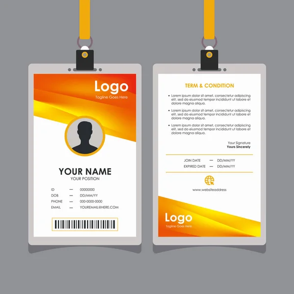 Design Cartão Identificação Gradiente Laranja Amarelo Fresco Abstrato Vetor Modelo — Vetor de Stock