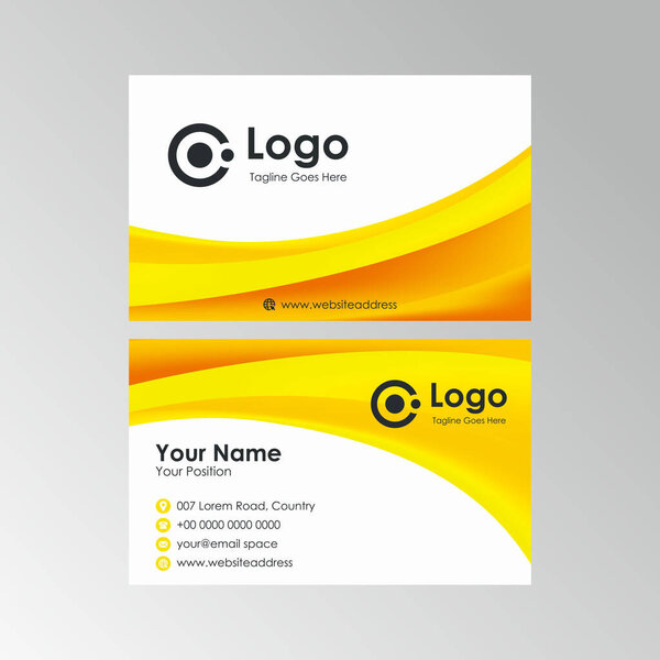 Простой свежий желтый стильный дизайн визитной карточки волны, профессиональный вектор шаблона карточки имени
