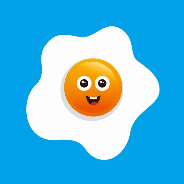 Happy Cute Smilling Fried Egg Character Illustration Design Vektora — Stock Vector