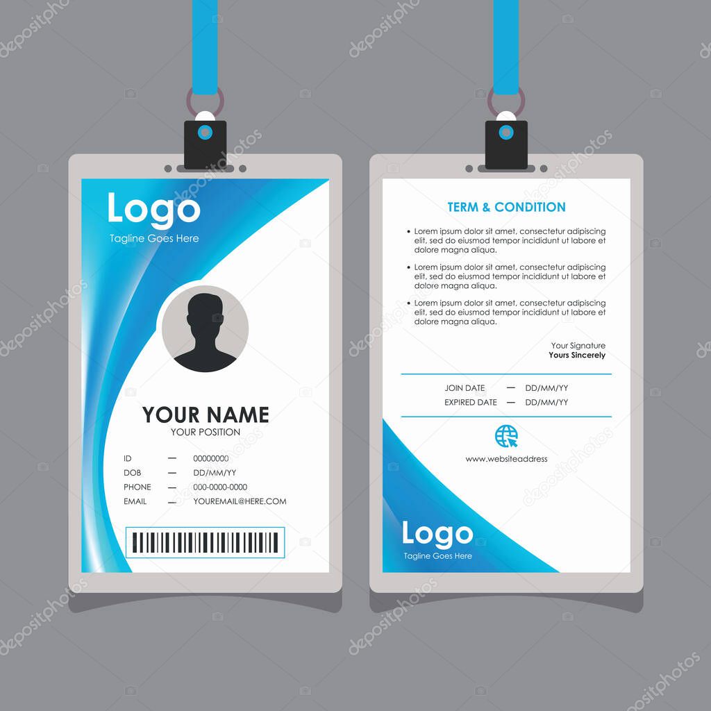 Abstract Stylish Blue Curve Id Card Design, Professional Identity Card Template Vector for Employee and Others