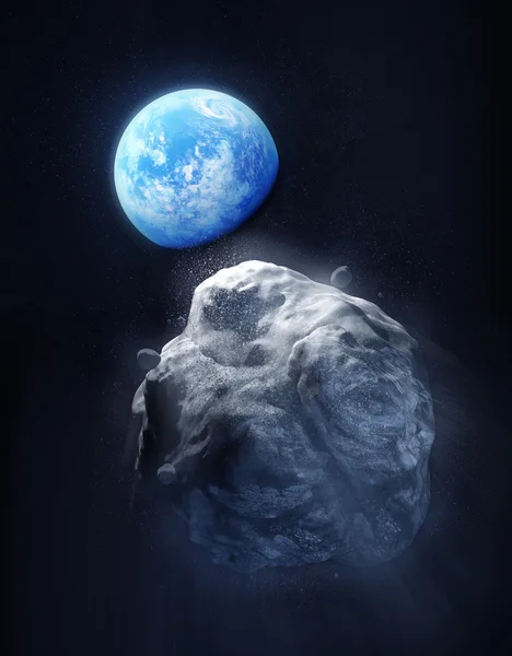 Duży Meteor i planeta ziemia — Zdjęcie stockowe