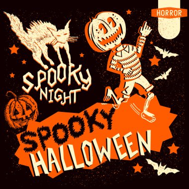 Retro Vintage Halloween öğeleri