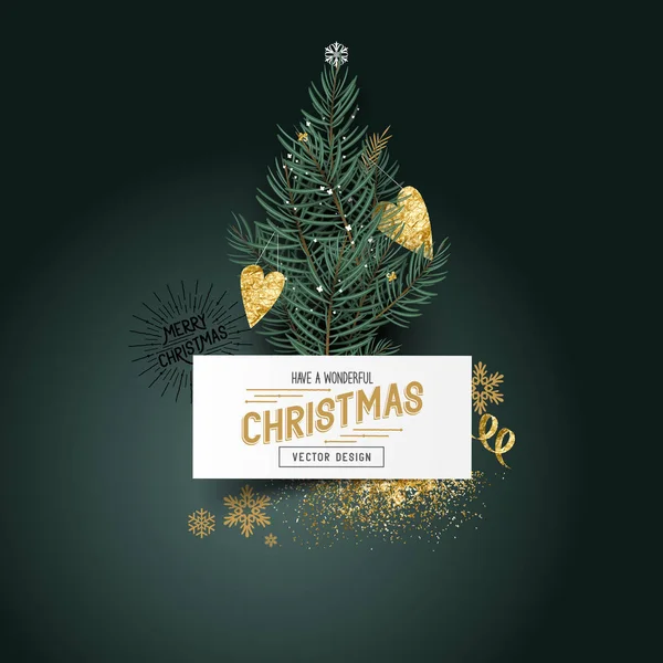 Pinos y decoraciones de Navidad — Vector de stock