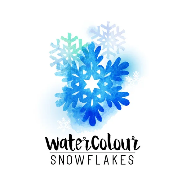 Winter abstract aquarel sneeuwvlokken — Stockvector