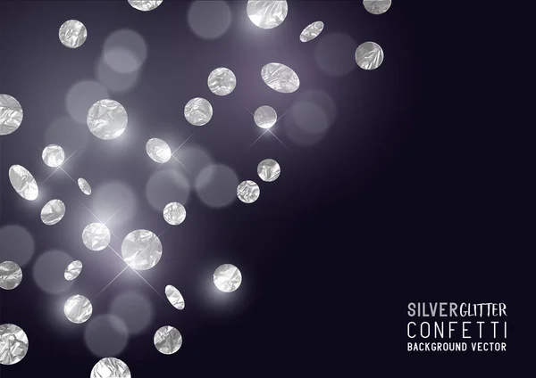 Silver Glitter Confetti — Stock Vector