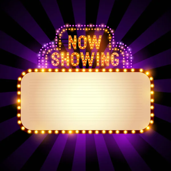 Cinema sign with lights — Stock Vector