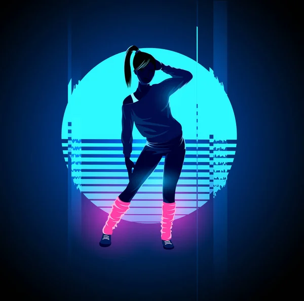 Retro 1980's Glitch Dancer — Stock Vector