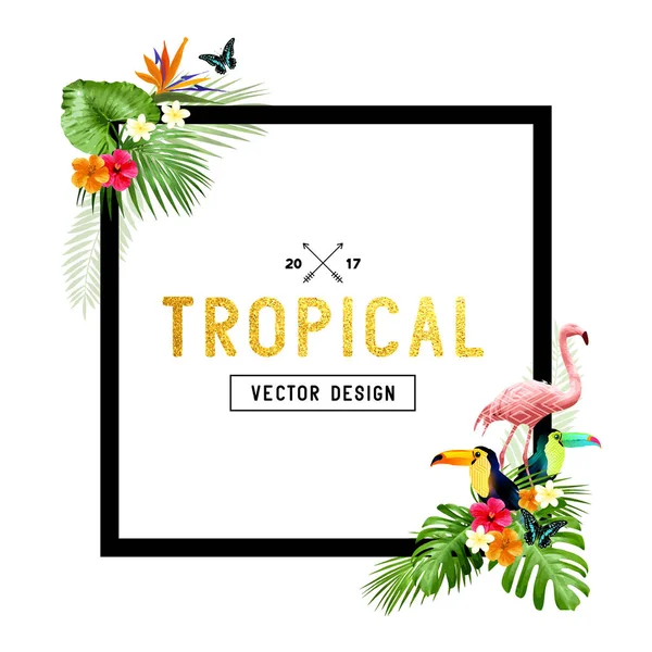 Frontera tropical colorida y vibrante — Vector de stock