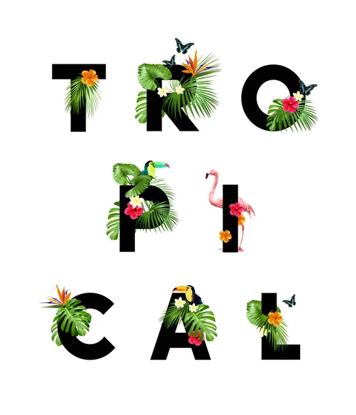 Tropical letters Vector — Stock Vector