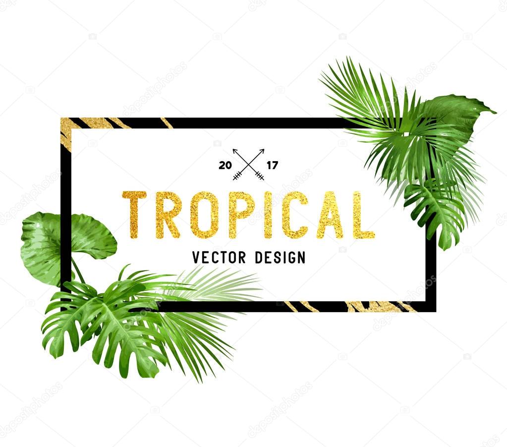 Black and gold tropical border