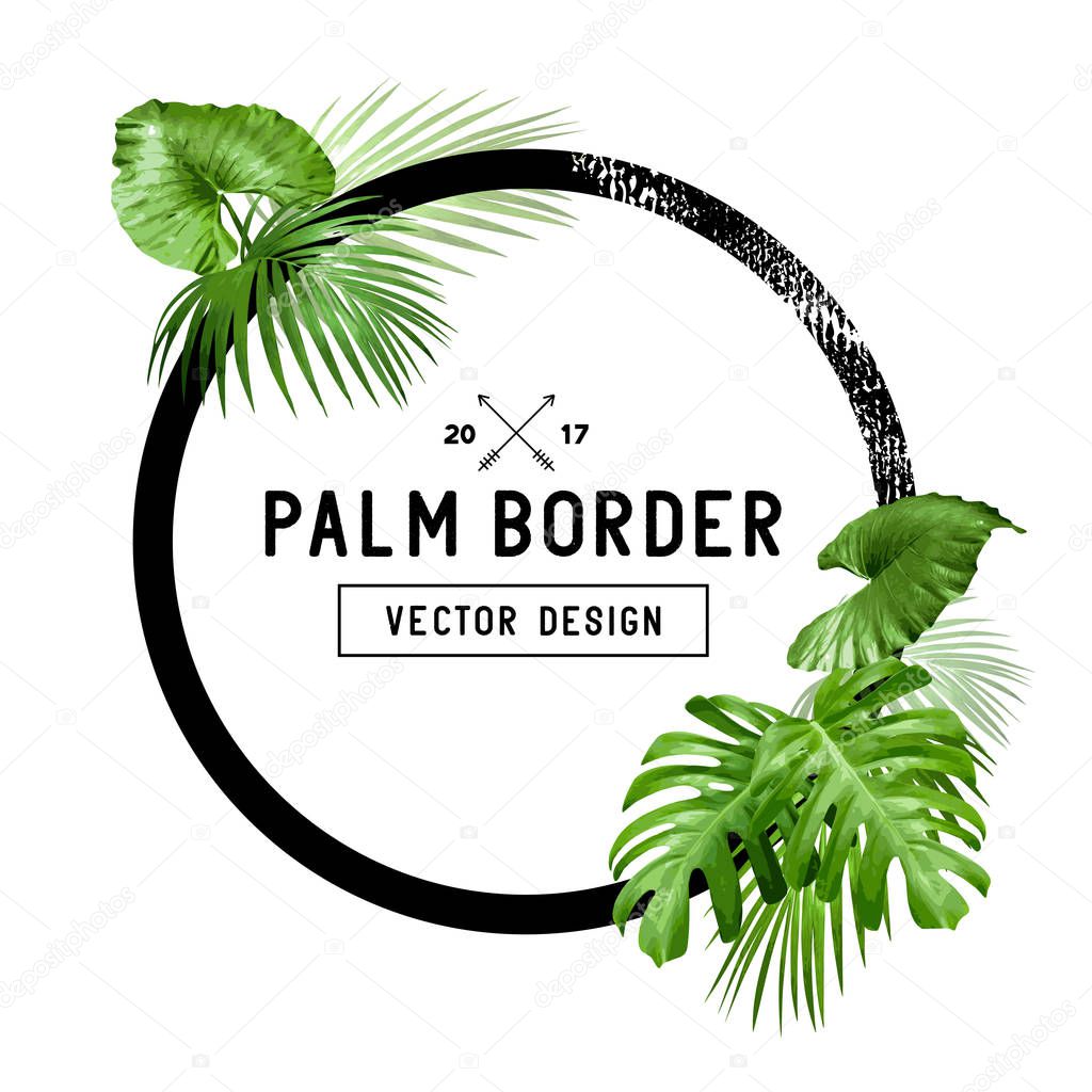 Tropical Palm Leaf Border Design
