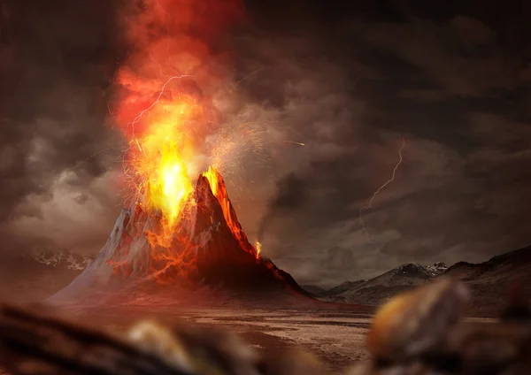 Erupción masiva del volcán — Foto de Stock