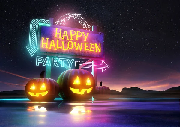 Halloween Party Sinal de néon — Fotografia de Stock
